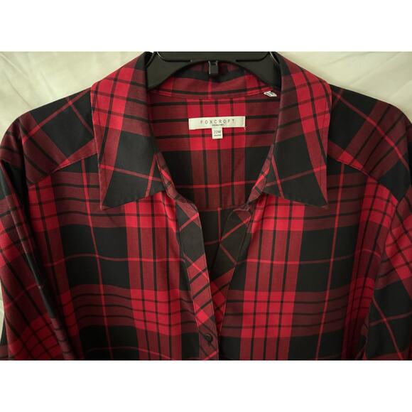 Foxcroft Wrinkle Free 22W Shaped Red Plaid Women's Button up blouse - Picture 1 of 10